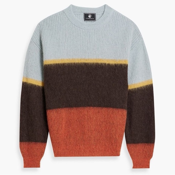 NWT CORDOVA ALPACA WOOL THREE TONE CHOCOLATE OVERSIZED SWEATER SIZE S - Picture 2 of 7